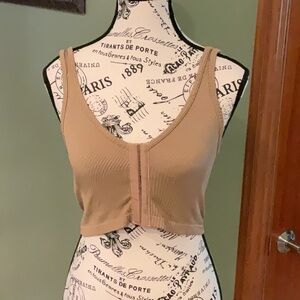 Aura Tan Ribbed Crop Top Size M/L